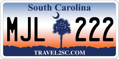 SC license plate MJL222