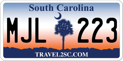 SC license plate MJL223
