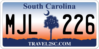 SC license plate MJL226