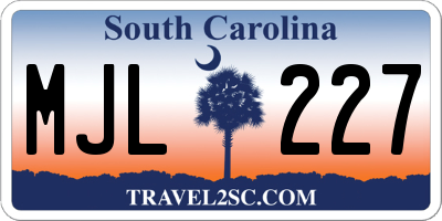 SC license plate MJL227