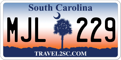 SC license plate MJL229