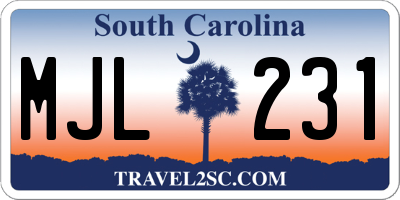 SC license plate MJL231