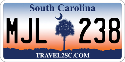 SC license plate MJL238
