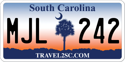 SC license plate MJL242