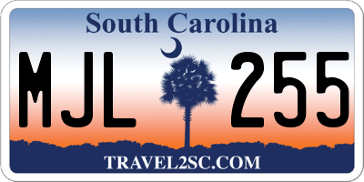 SC license plate MJL255