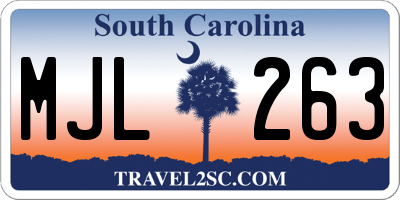 SC license plate MJL263