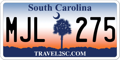 SC license plate MJL275