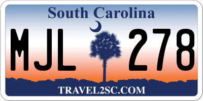 SC license plate MJL278