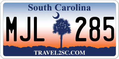 SC license plate MJL285