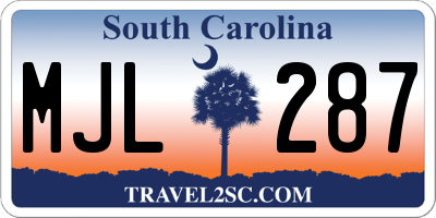 SC license plate MJL287