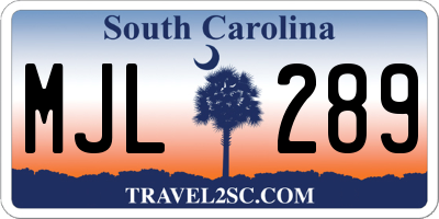 SC license plate MJL289