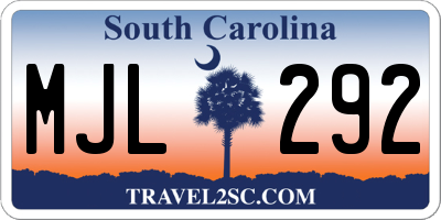 SC license plate MJL292