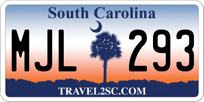 SC license plate MJL293