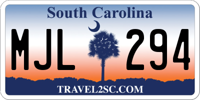 SC license plate MJL294