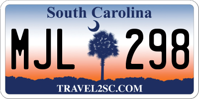 SC license plate MJL298