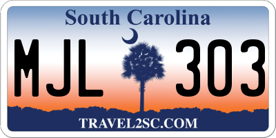 SC license plate MJL303