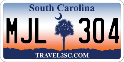 SC license plate MJL304