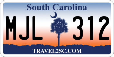 SC license plate MJL312