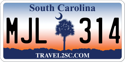 SC license plate MJL314