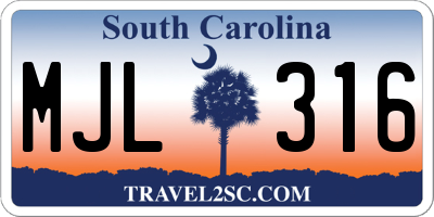 SC license plate MJL316