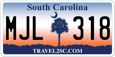 SC license plate MJL318