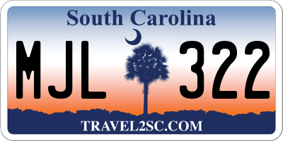 SC license plate MJL322