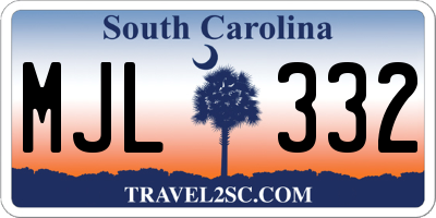 SC license plate MJL332