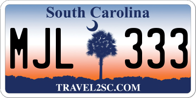 SC license plate MJL333