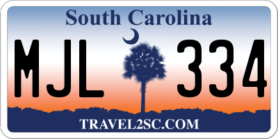 SC license plate MJL334