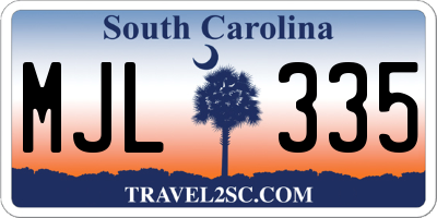 SC license plate MJL335