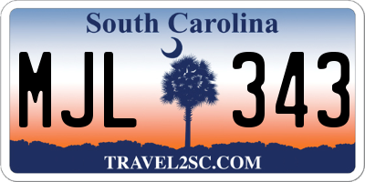 SC license plate MJL343