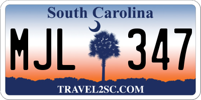 SC license plate MJL347