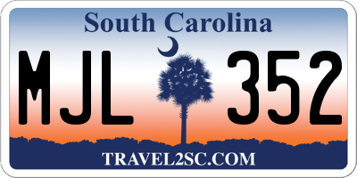 SC license plate MJL352
