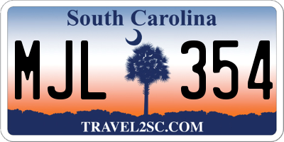 SC license plate MJL354