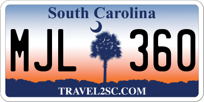 SC license plate MJL360