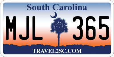 SC license plate MJL365