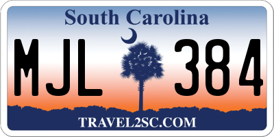 SC license plate MJL384
