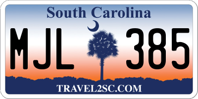 SC license plate MJL385