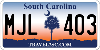 SC license plate MJL403