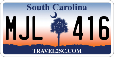 SC license plate MJL416
