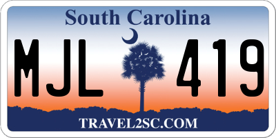 SC license plate MJL419