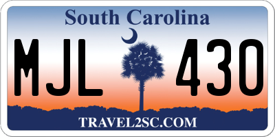 SC license plate MJL430