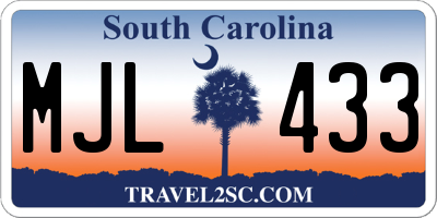 SC license plate MJL433