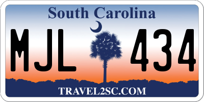SC license plate MJL434