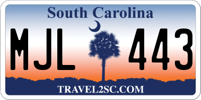 SC license plate MJL443