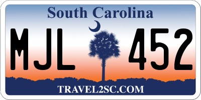 SC license plate MJL452