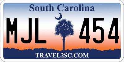 SC license plate MJL454