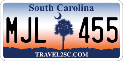 SC license plate MJL455
