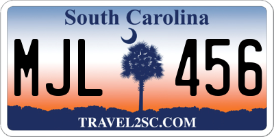 SC license plate MJL456