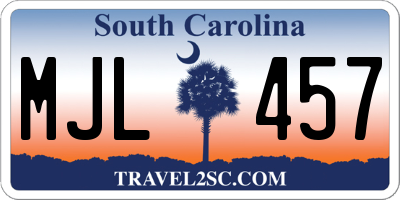 SC license plate MJL457